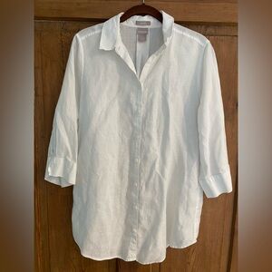 Chico’s No Iron Linen White Button Up - Size 1 (Women’s 8/10)